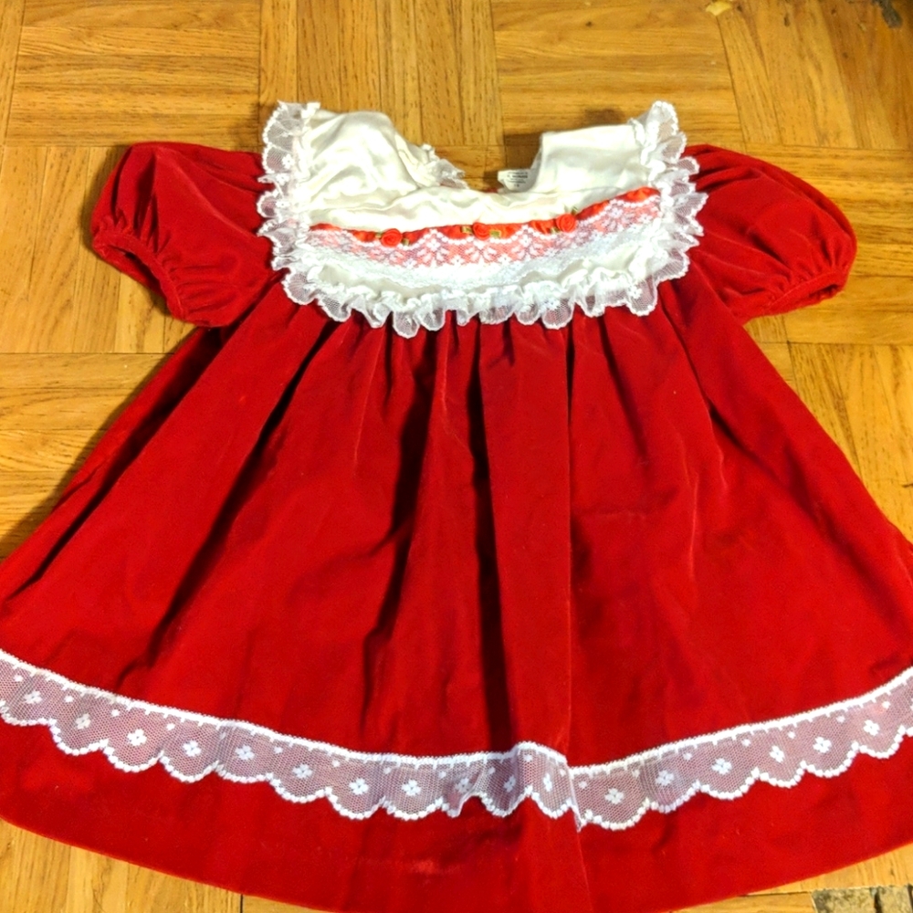 Toddlers Red Velvet Dress
